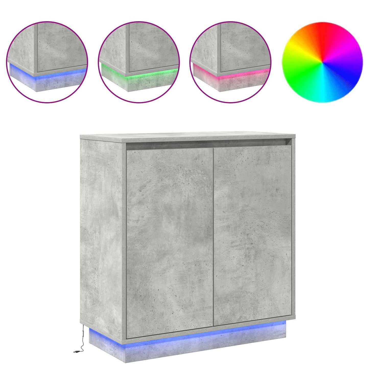 LED Sideboard voor Betongrijs 71 x 34,5 x 75 cm Bewerkt hout is nu te koop bij PeponiXL, paradijselijk wonen!