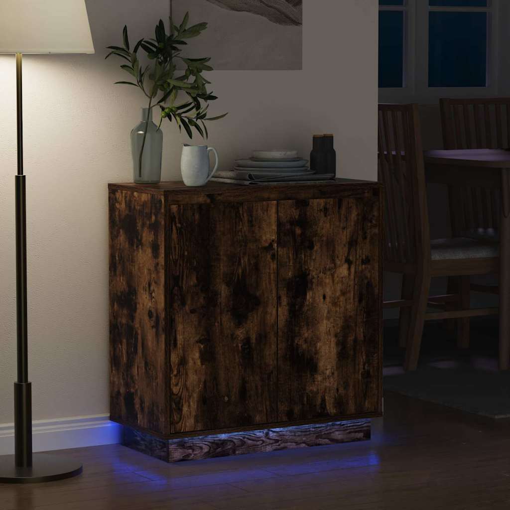 LED Sideboard voor Gerookt eiken 71 x 34,5 x 75 cm is nu te koop bij PeponiXL, paradijselijk wonen!
