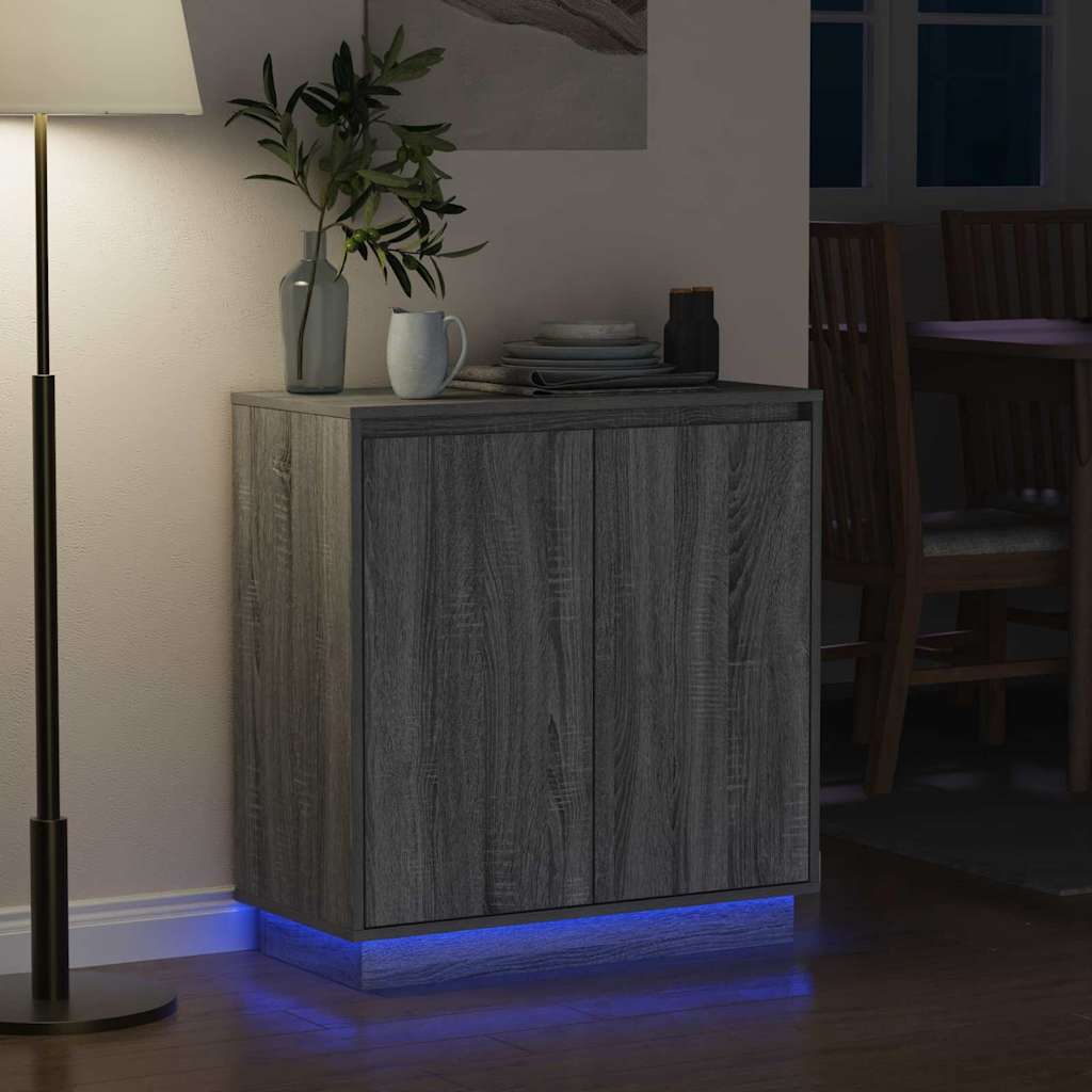 LED Sideboard voor Grijs sonoma 71 x 34,5 x 75 cm Bewerkt hout is nu te koop bij PeponiXL, paradijselijk wonen!