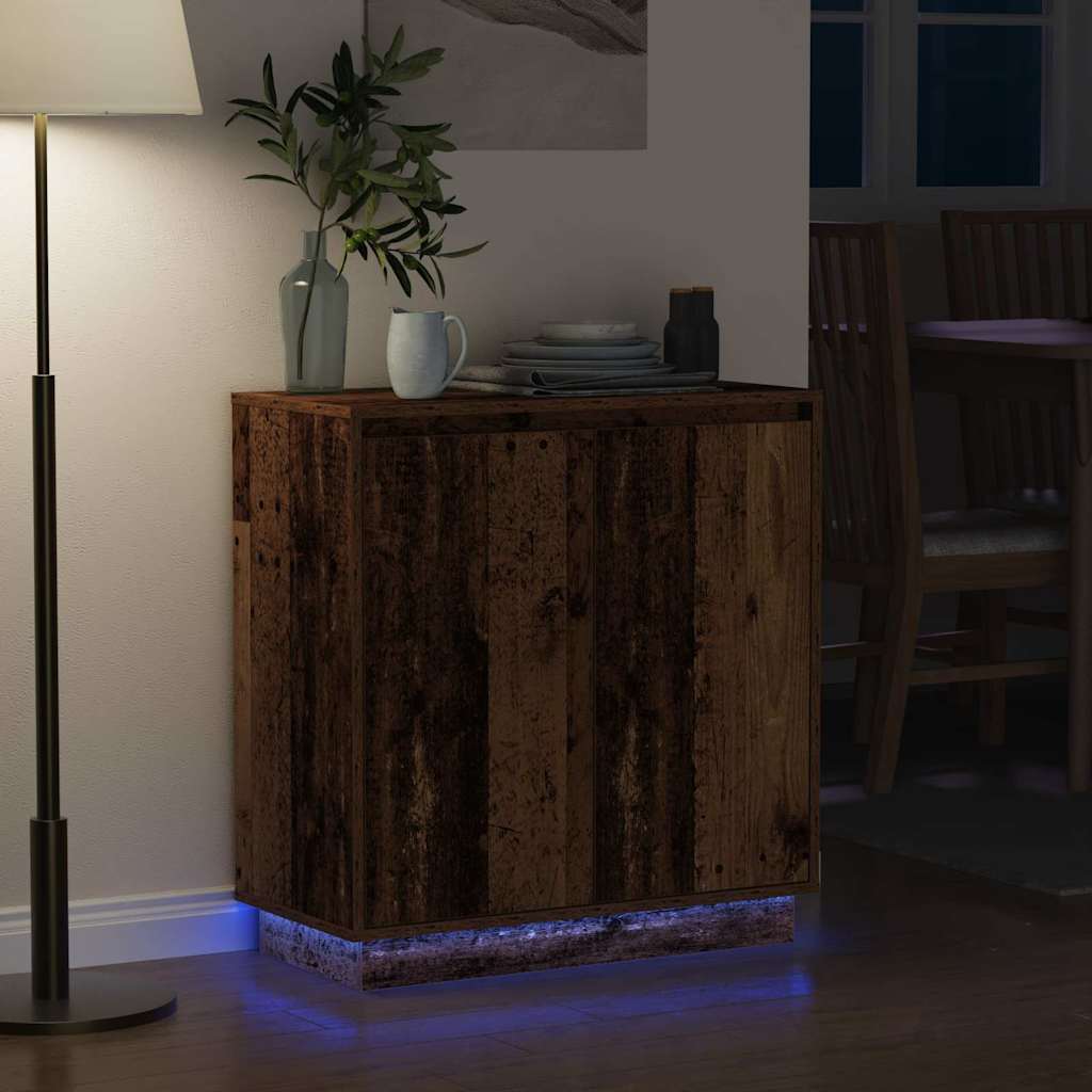 LED Sideboard voor Oud hout 71 x 34,5 x 75 cm Bewerkt hout is nu te koop bij PeponiXL, paradijselijk wonen!