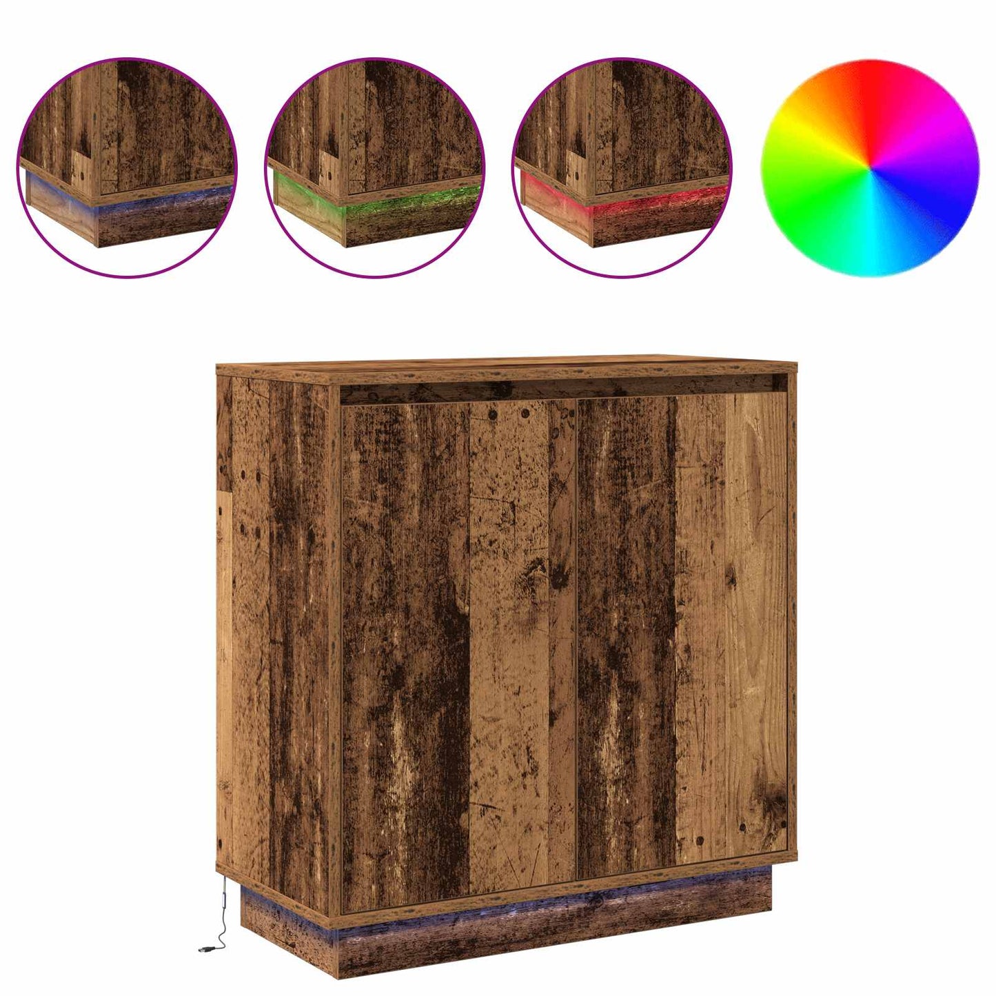LED Sideboard voor Oud hout 71 x 34,5 x 75 cm Bewerkt hout is nu te koop bij PeponiXL, paradijselijk wonen!