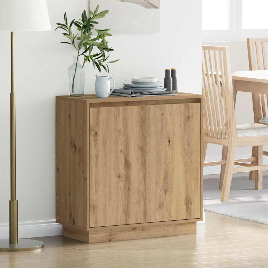 LED Sideboard Artisanaal eiken 71 x 34,5 x 75 cm Bewerkt hout is nu te koop bij PeponiXL, paradijselijk wonen!