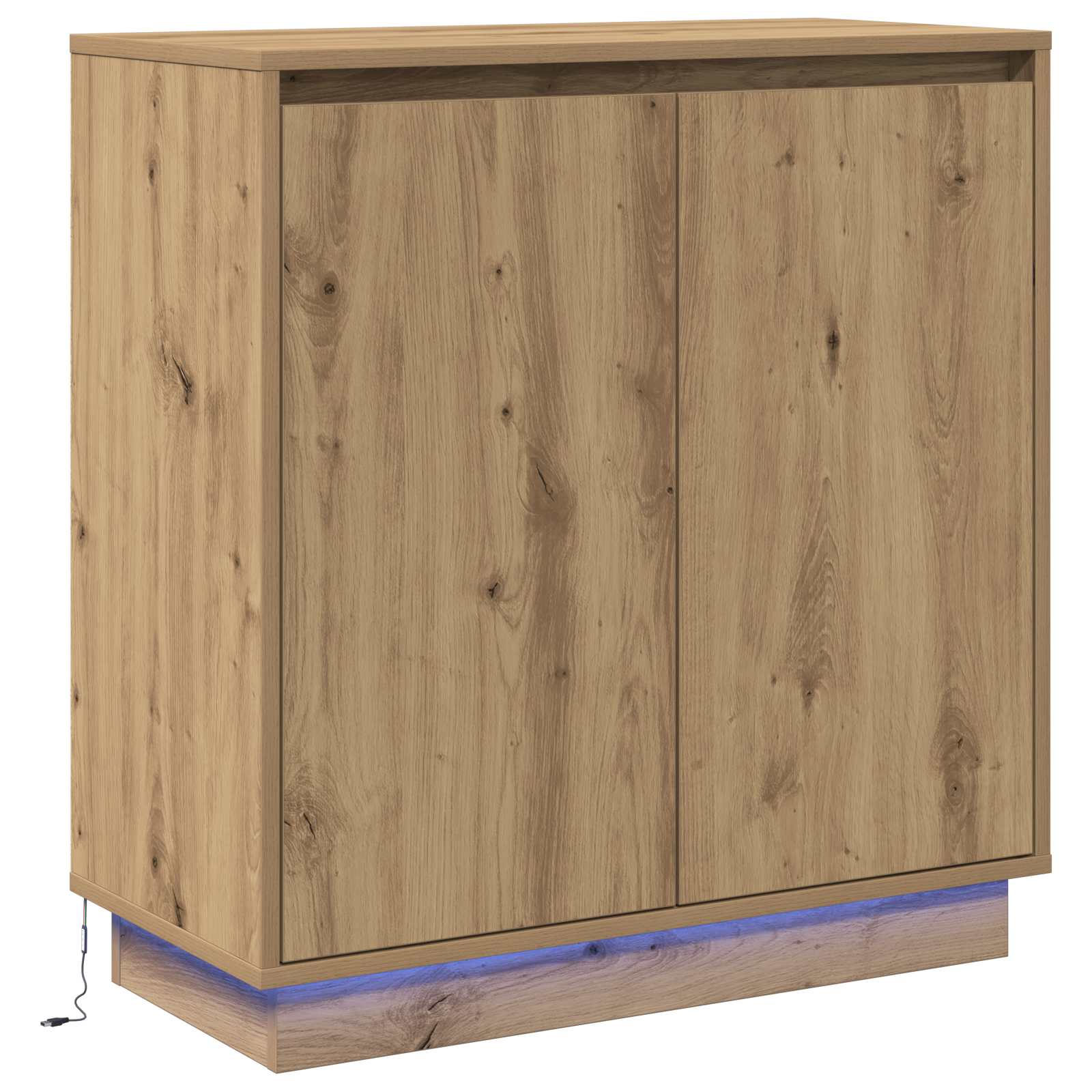 LED Sideboard Artisanaal eiken 71 x 34,5 x 75 cm Bewerkt hout is nu te koop bij PeponiXL, paradijselijk wonen!
