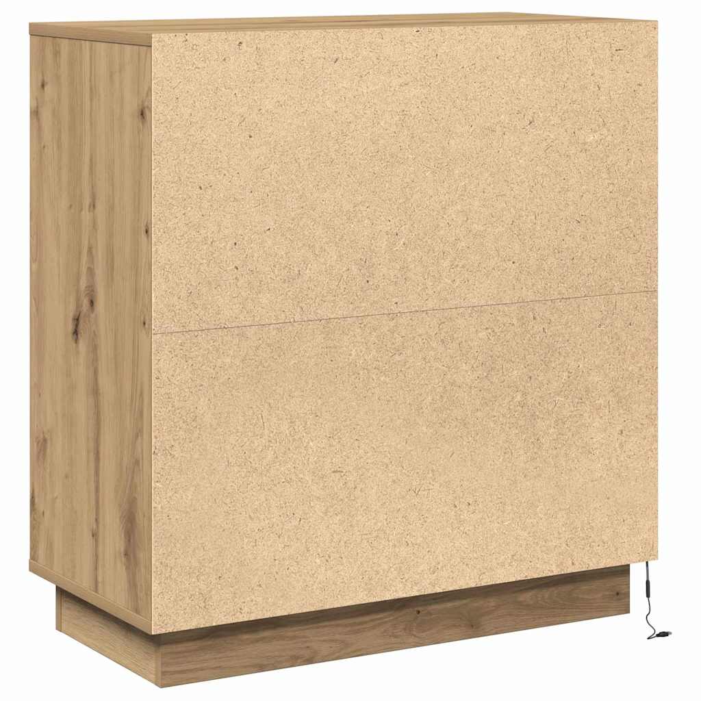 LED Sideboard Artisanaal eiken 71 x 34,5 x 75 cm Bewerkt hout is nu te koop bij PeponiXL, paradijselijk wonen!