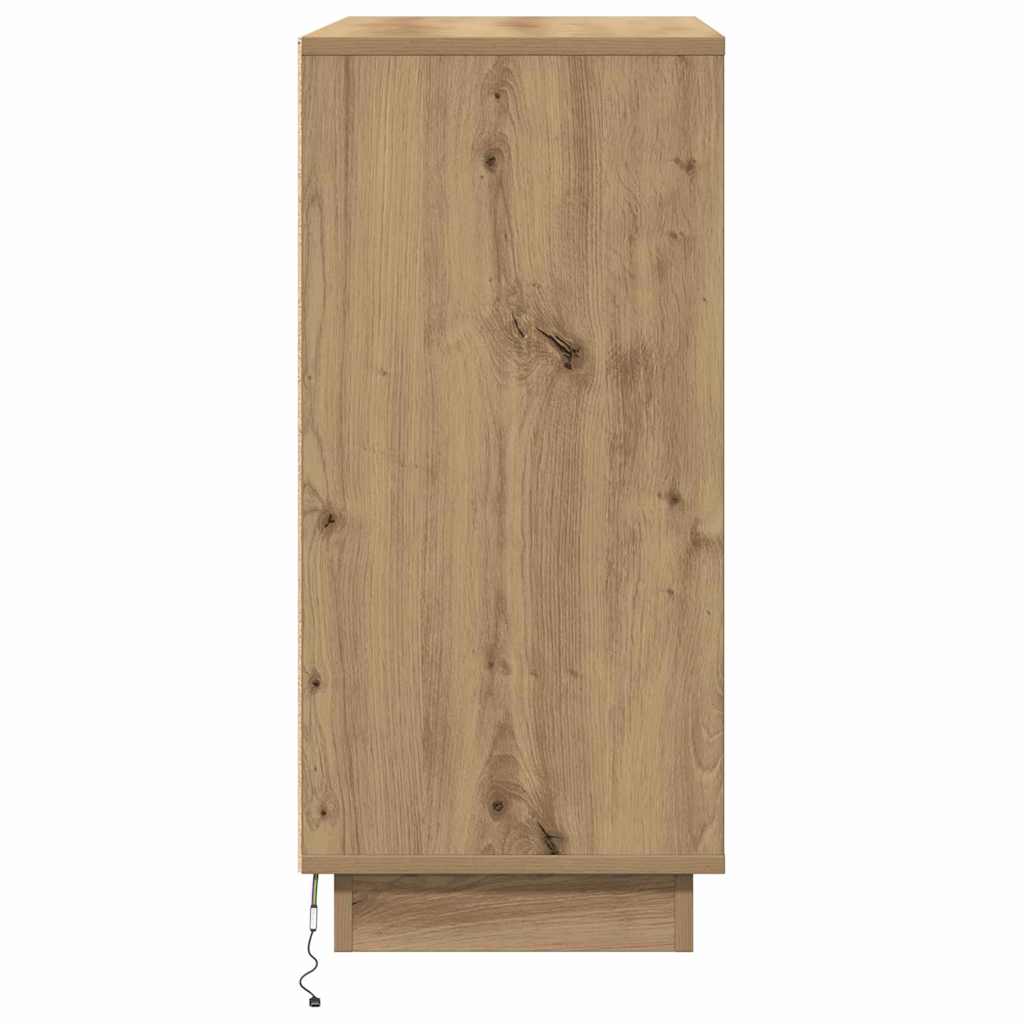 LED Sideboard Artisanaal eiken 71 x 34,5 x 75 cm Bewerkt hout is nu te koop bij PeponiXL, paradijselijk wonen!