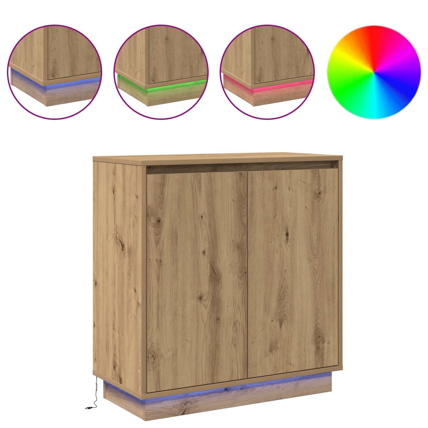 LED Sideboard Artisanaal eiken 71 x 34,5 x 75 cm Bewerkt hout is nu te koop bij PeponiXL, paradijselijk wonen!