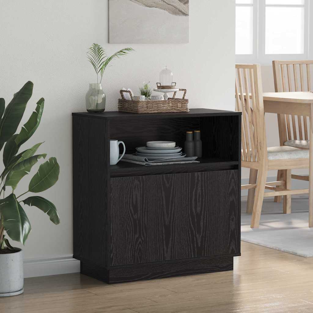 LED Sideboard Zwart Eiken 71 x 34,5 x 75 cm Bewerkt hout is nu te koop bij PeponiXL, paradijselijk wonen!