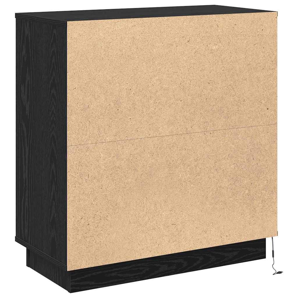 LED Sideboard Zwart Eiken 71 x 34,5 x 75 cm Bewerkt hout is nu te koop bij PeponiXL, paradijselijk wonen!