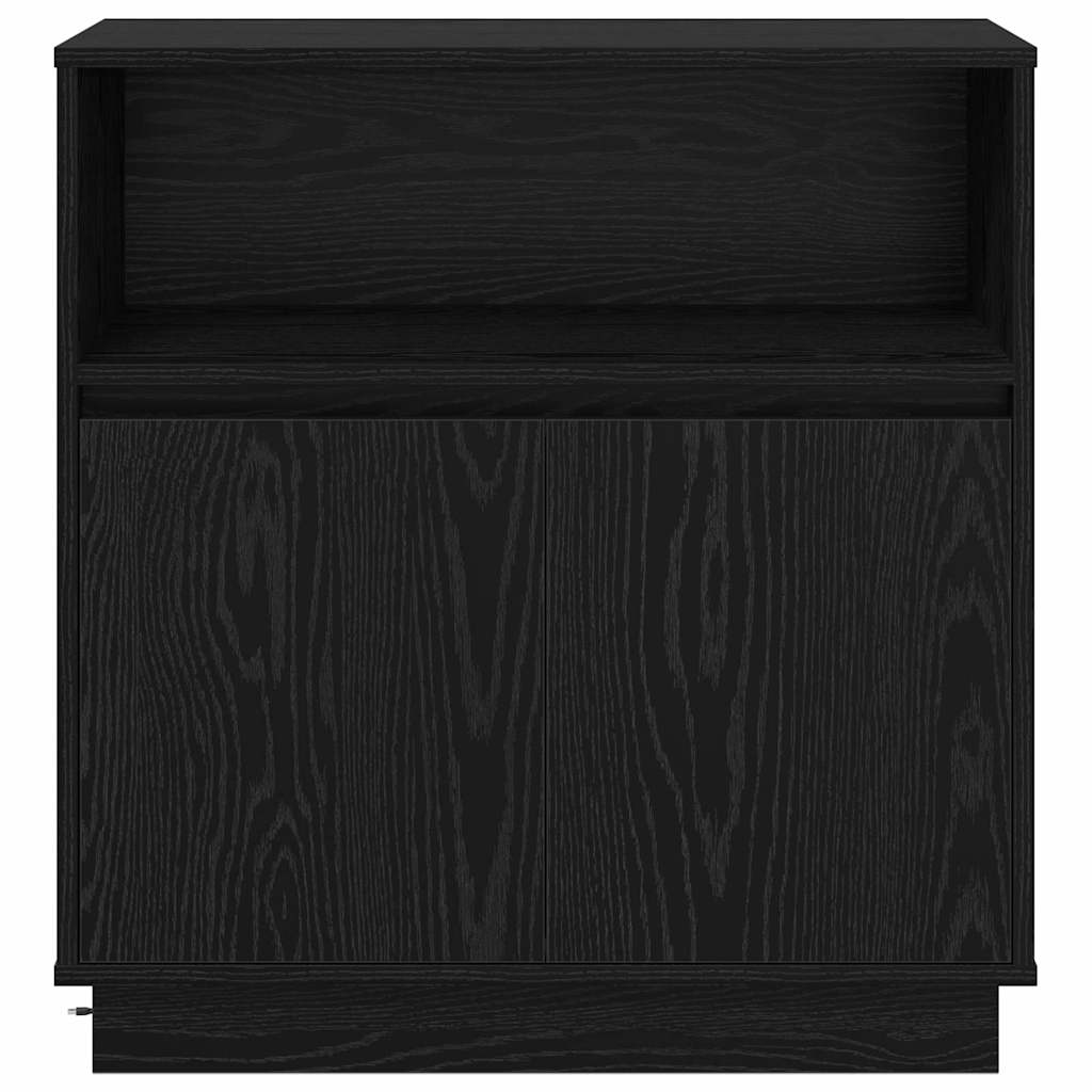 LED Sideboard Zwart Eiken 71 x 34,5 x 75 cm Bewerkt hout is nu te koop bij PeponiXL, paradijselijk wonen!