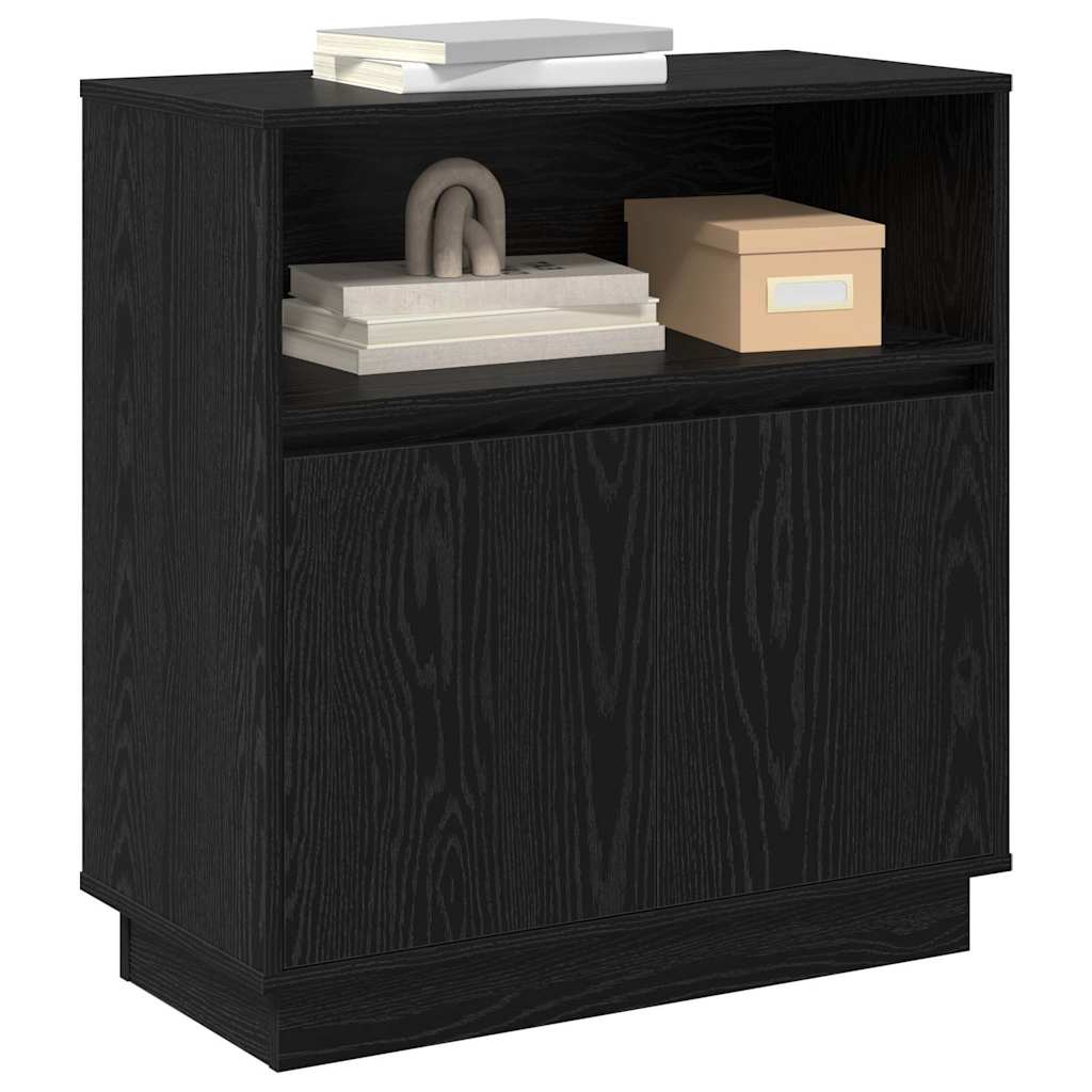 LED Sideboard Zwart Eiken 71 x 34,5 x 75 cm Bewerkt hout is nu te koop bij PeponiXL, paradijselijk wonen!