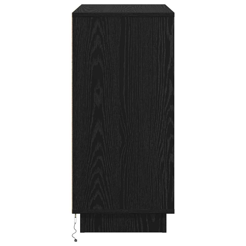 LED Sideboard Zwart Eiken 71 x 34,5 x 75 cm Bewerkt hout is nu te koop bij PeponiXL, paradijselijk wonen!