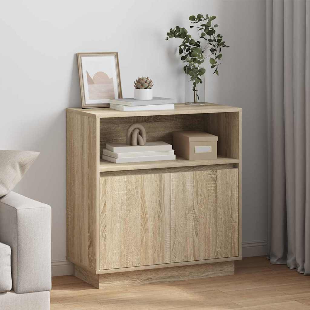 LED Sideboard Sonoma Eiken 71 x 34,5 x 75 cm Bewerkt hout is nu te koop bij PeponiXL, paradijselijk wonen!