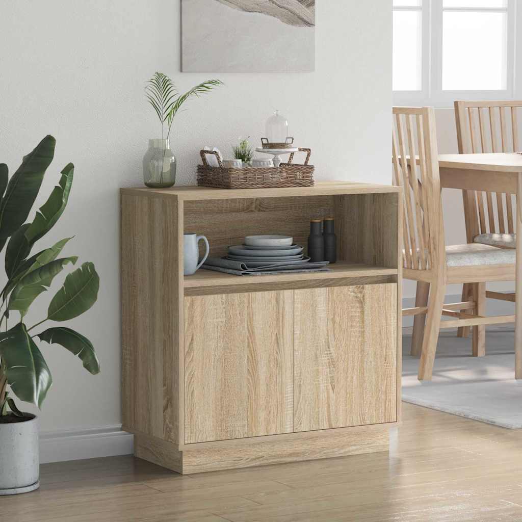 LED Sideboard Sonoma Eiken 71 x 34,5 x 75 cm Bewerkt hout is nu te koop bij PeponiXL, paradijselijk wonen!