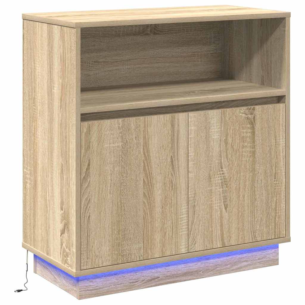 LED Sideboard Sonoma Eiken 71 x 34,5 x 75 cm Bewerkt hout is nu te koop bij PeponiXL, paradijselijk wonen!