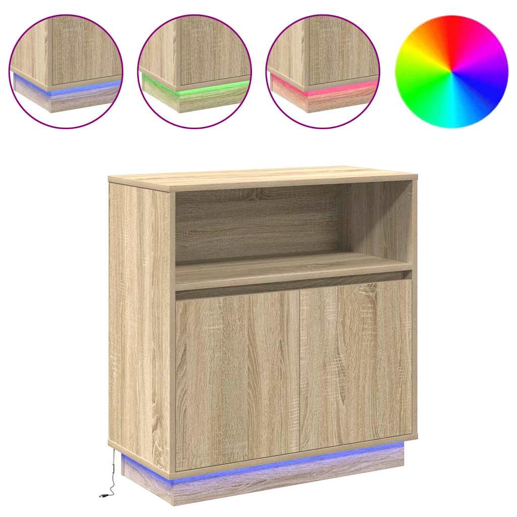 LED Sideboard Sonoma Eiken 71 x 34,5 x 75 cm Bewerkt hout is nu te koop bij PeponiXL, paradijselijk wonen!