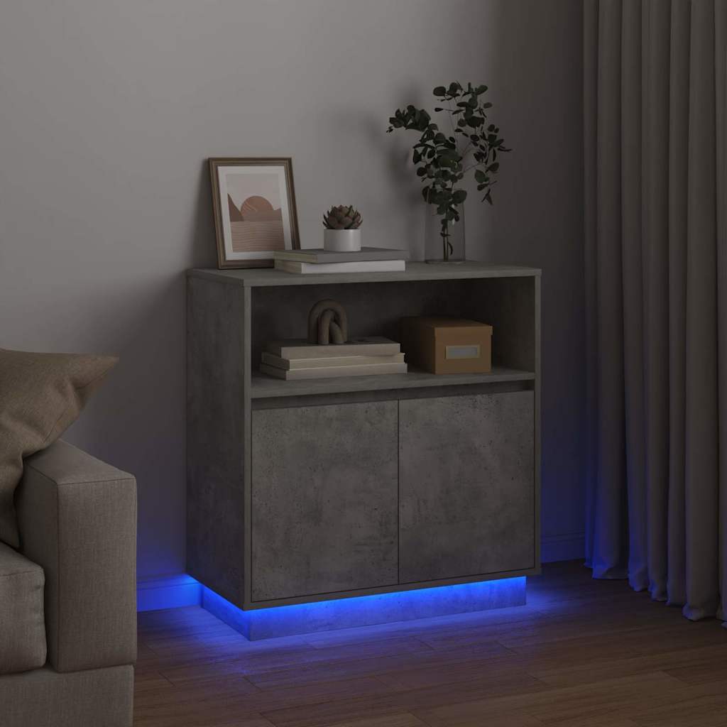 LED Sideboard Betongrijs 71 x 34,5 x 75 cm Bewerkt hout is nu te koop bij PeponiXL, paradijselijk wonen!