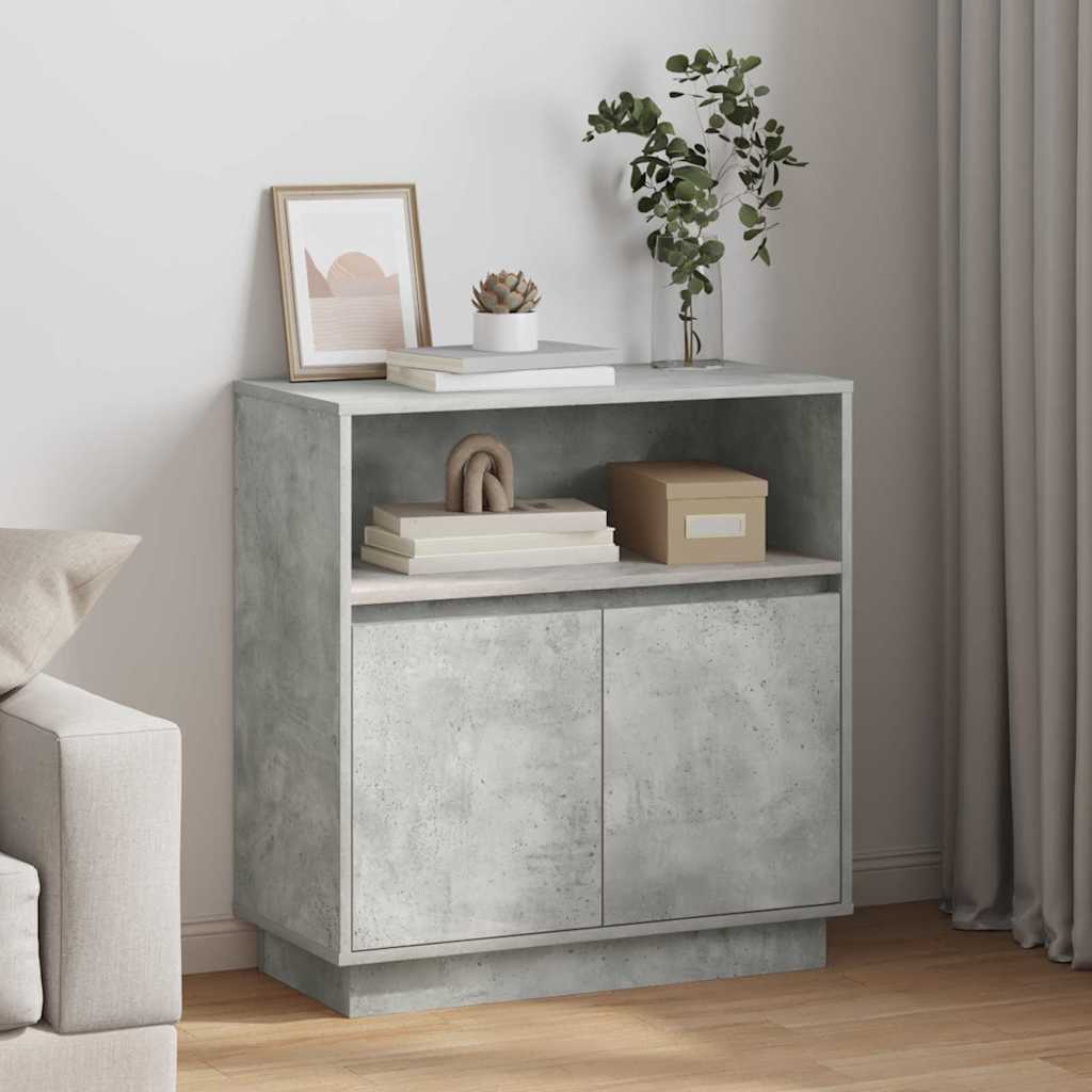 LED Sideboard Betongrijs 71 x 34,5 x 75 cm Bewerkt hout is nu te koop bij PeponiXL, paradijselijk wonen!