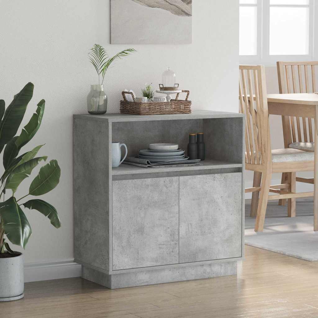 LED Sideboard Betongrijs 71 x 34,5 x 75 cm Bewerkt hout is nu te koop bij PeponiXL, paradijselijk wonen!