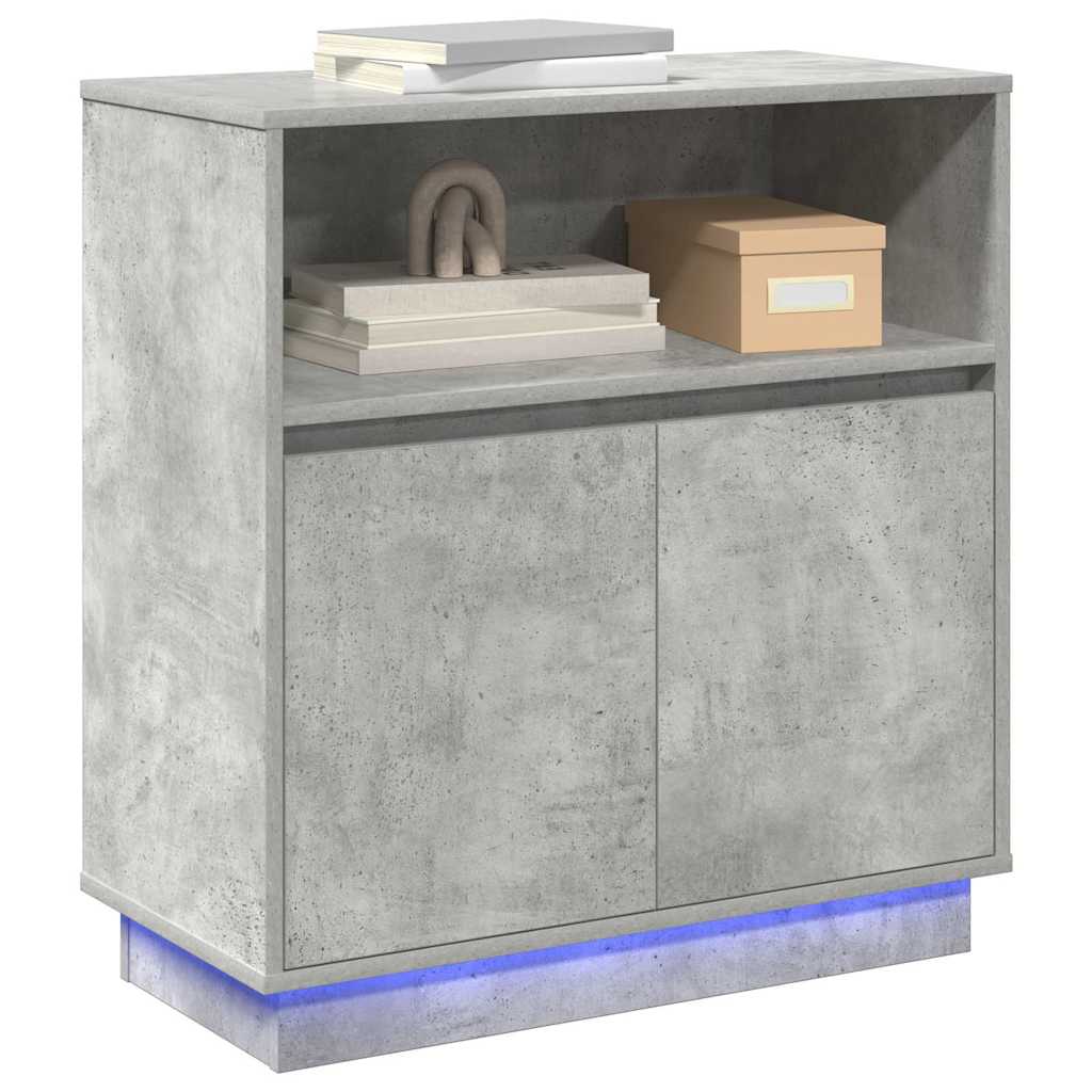 LED Sideboard Betongrijs 71 x 34,5 x 75 cm Bewerkt hout is nu te koop bij PeponiXL, paradijselijk wonen!