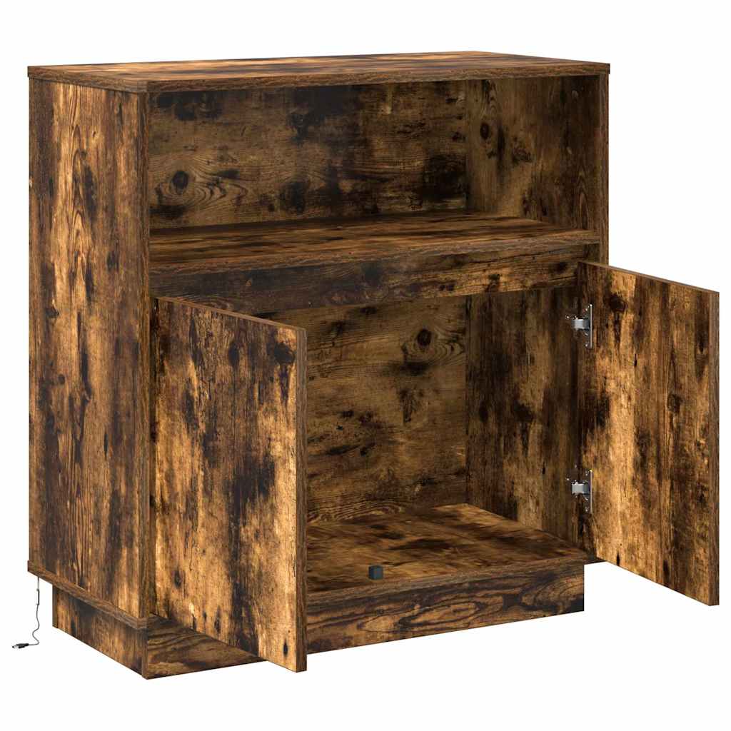 LED Sideboard Gerookt eiken 71 x 34,5 x 75 cm Bewerkt hout is nu te koop bij PeponiXL, paradijselijk wonen!