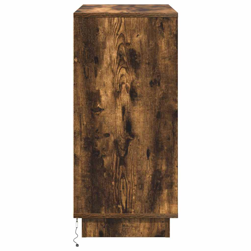 LED Sideboard Gerookt eiken 71 x 34,5 x 75 cm Bewerkt hout is nu te koop bij PeponiXL, paradijselijk wonen!