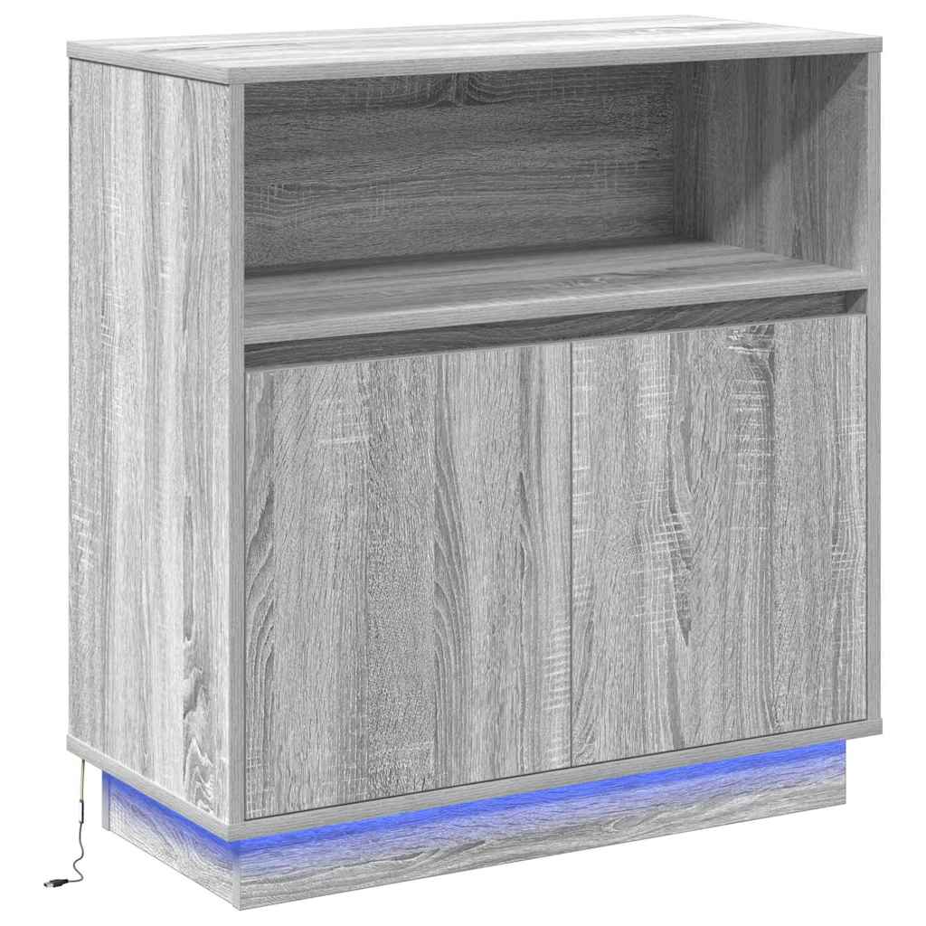 LED Sideboard Grijs Sonoma 71 x 34,5 x 75 cm Bewerkt hout is nu te koop bij PeponiXL, paradijselijk wonen!