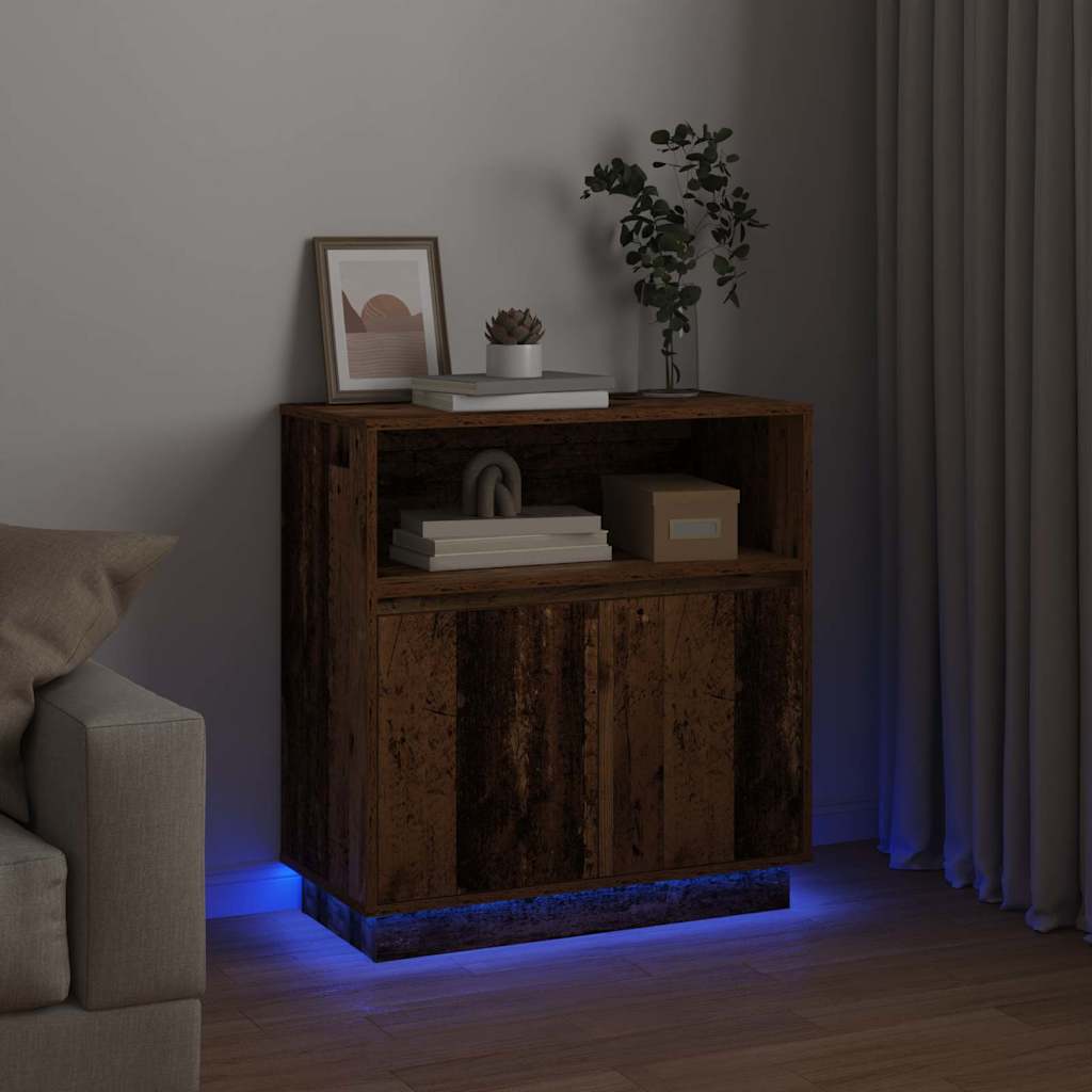 LED Sideboard Oudhout 71 x 34,5 x 75 cm Bewerkt hout is nu te koop bij PeponiXL, paradijselijk wonen!