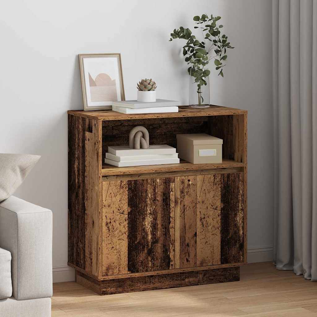 LED Sideboard Oudhout 71 x 34,5 x 75 cm Bewerkt hout is nu te koop bij PeponiXL, paradijselijk wonen!