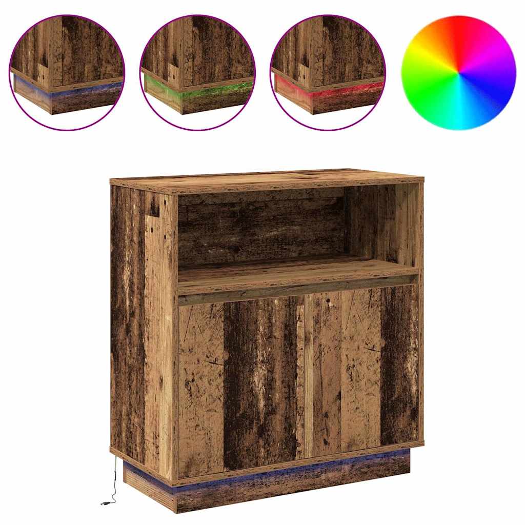 LED Sideboard Oudhout 71 x 34,5 x 75 cm Bewerkt hout is nu te koop bij PeponiXL, paradijselijk wonen!