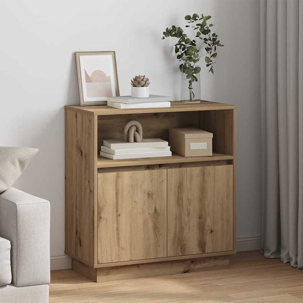 LED Sideboard Artisan Eiken 71 x 34,5 x 75 cm Bewerkt hout is nu te koop bij PeponiXL, paradijselijk wonen!