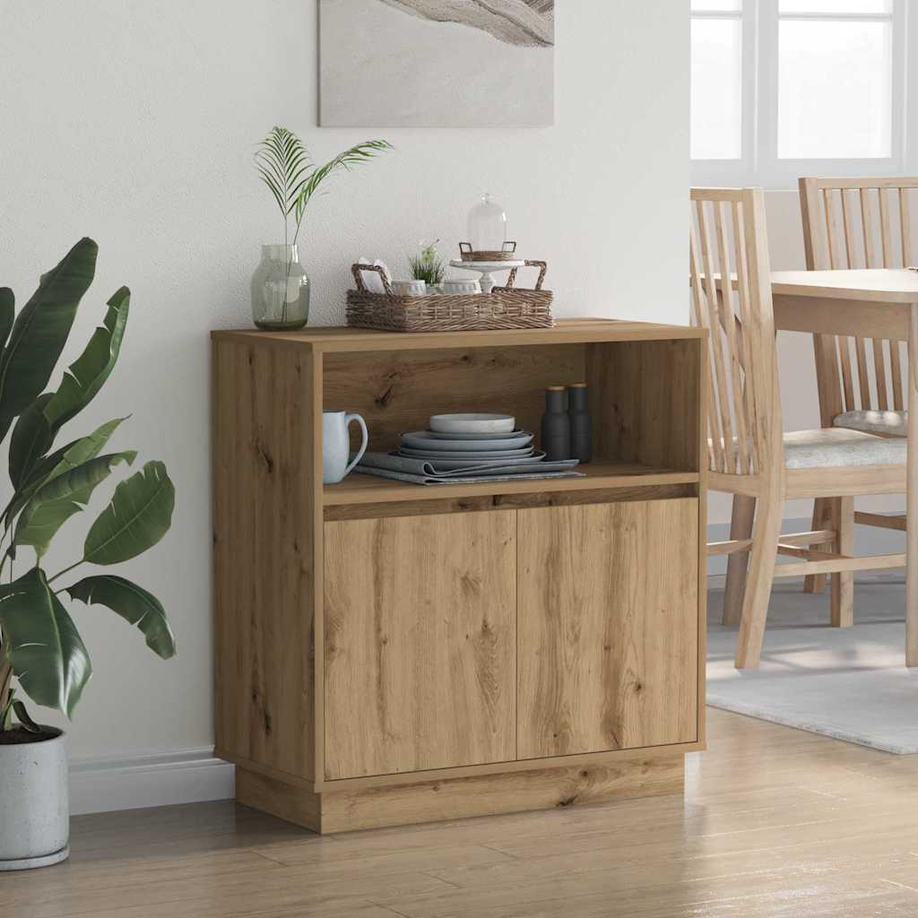 LED Sideboard Artisan Eiken 71 x 34,5 x 75 cm Bewerkt hout is nu te koop bij PeponiXL, paradijselijk wonen!