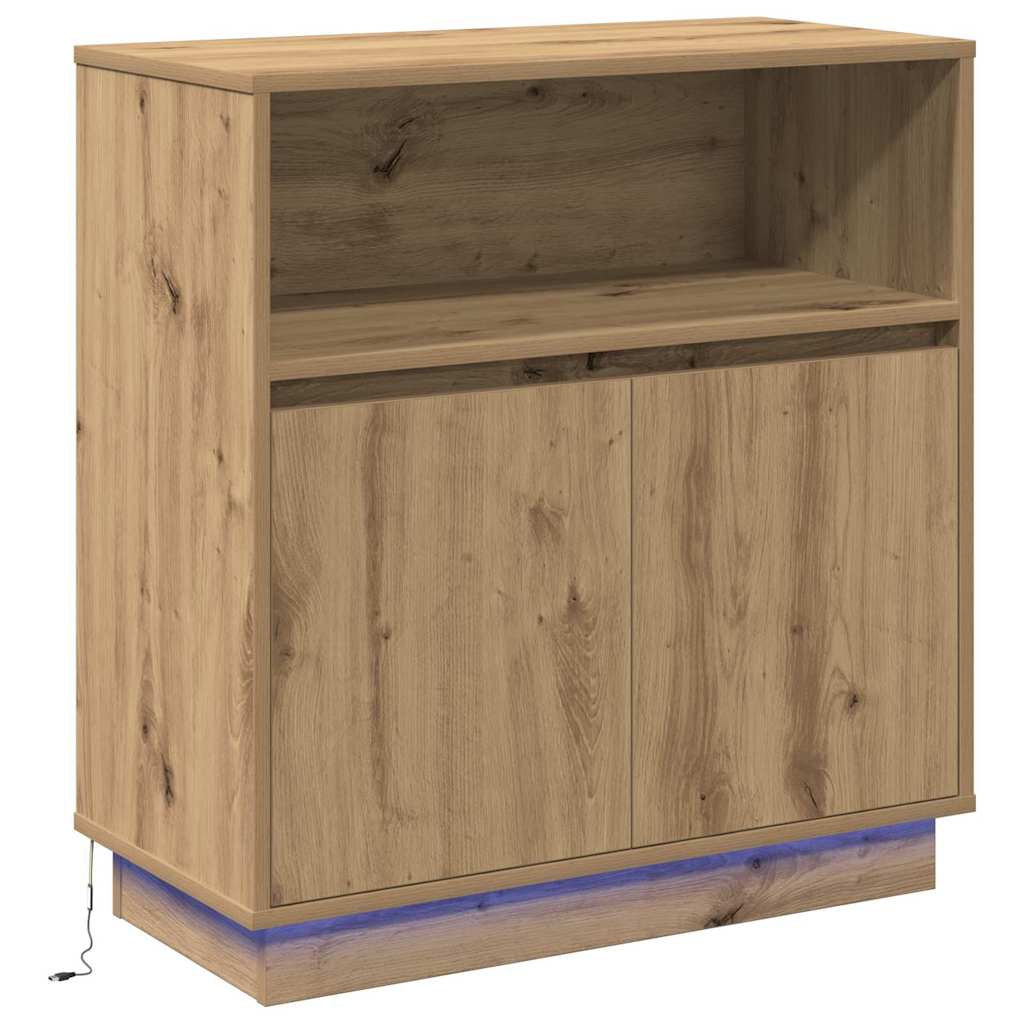 LED Sideboard Artisan Eiken 71 x 34,5 x 75 cm Bewerkt hout is nu te koop bij PeponiXL, paradijselijk wonen!