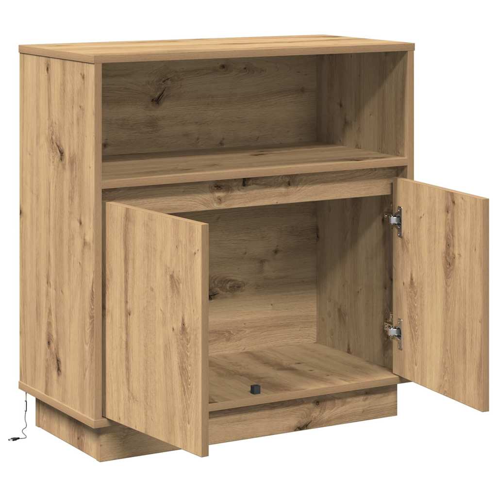LED Sideboard Artisan Eiken 71 x 34,5 x 75 cm Bewerkt hout is nu te koop bij PeponiXL, paradijselijk wonen!