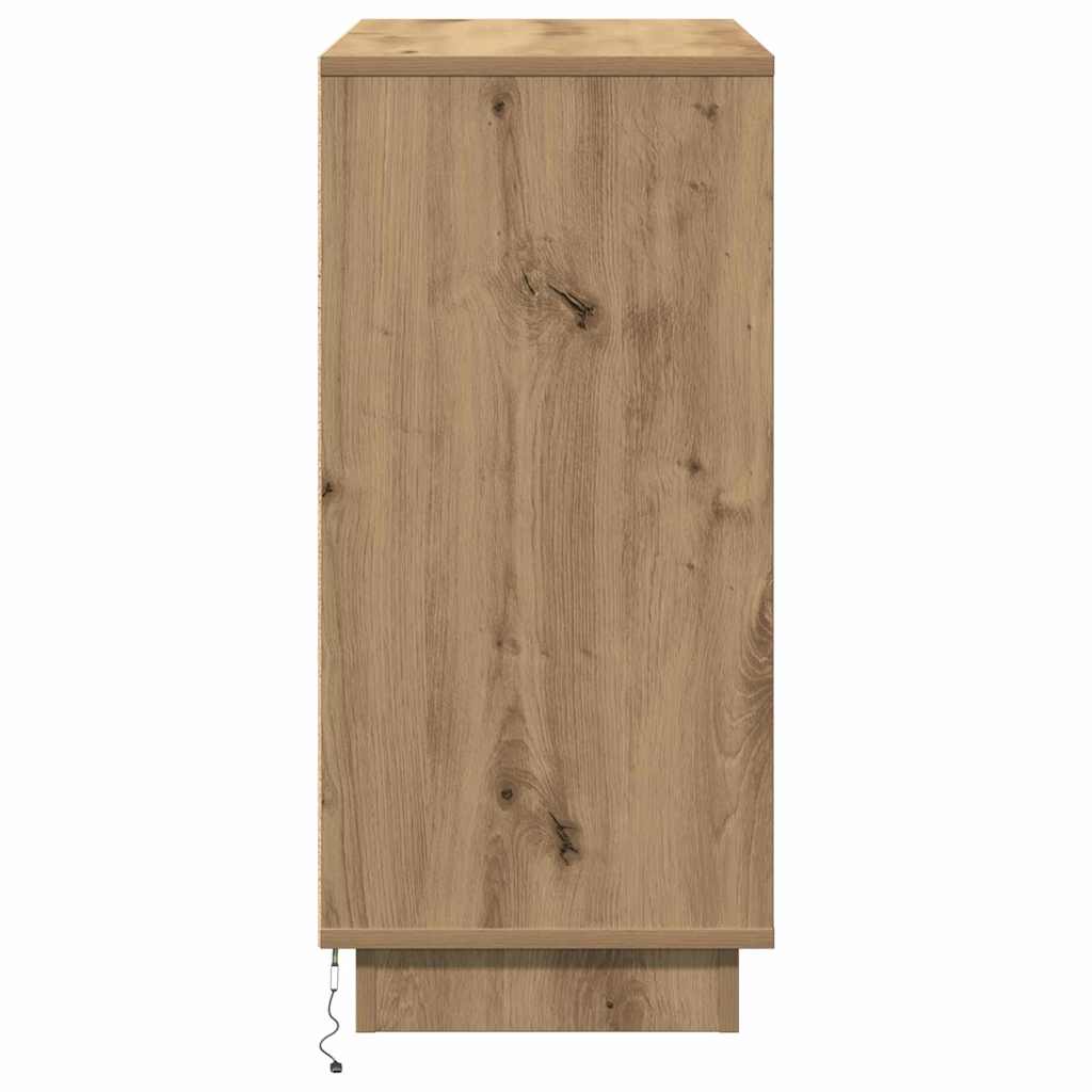 LED Sideboard Artisan Eiken 71 x 34,5 x 75 cm Bewerkt hout is nu te koop bij PeponiXL, paradijselijk wonen!