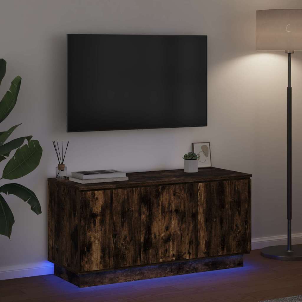 TV-kast Gerookt eiken 100 x 38 x 49 cm Bewerkt hout is nu te koop bij PeponiXL, paradijselijk wonen!