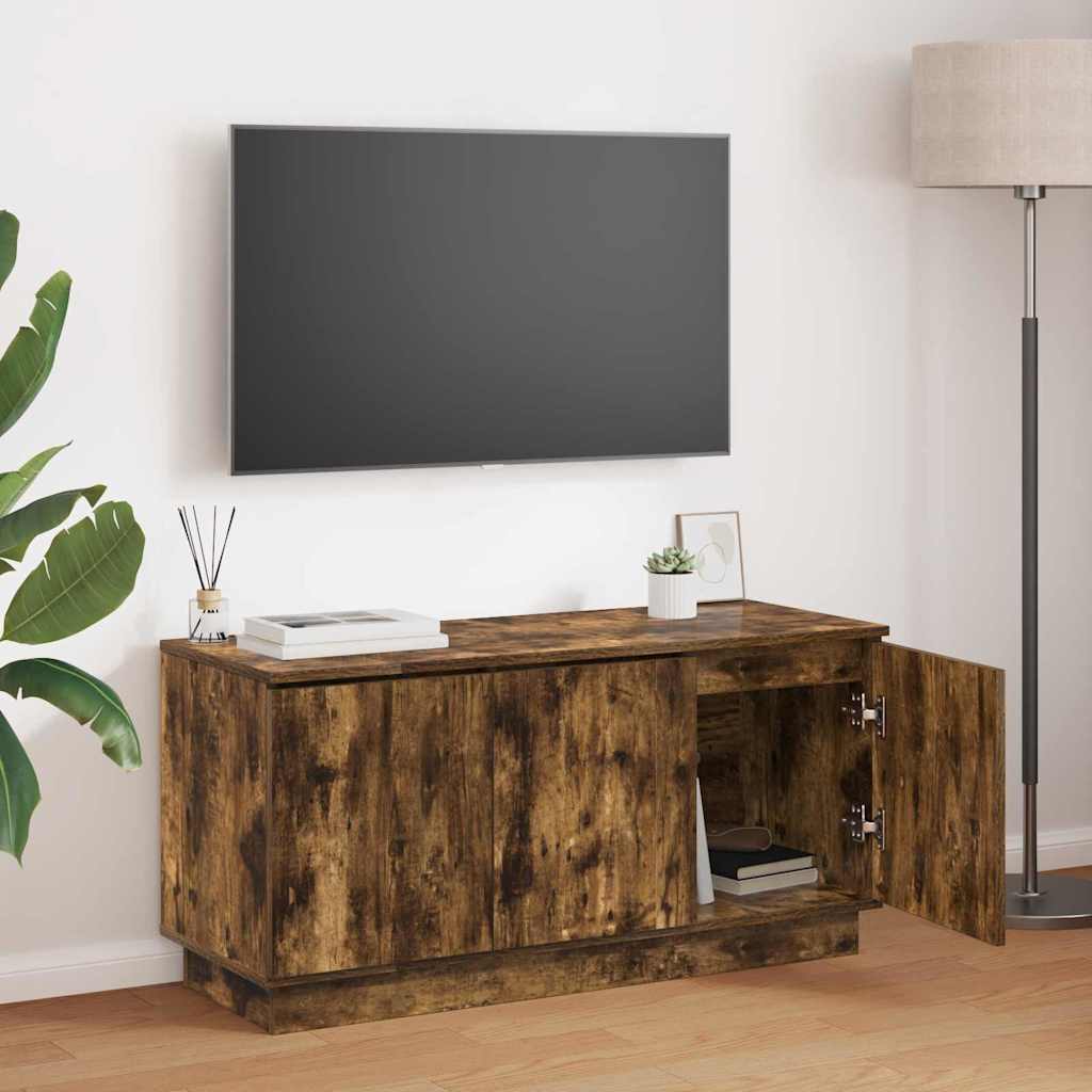 TV-kast Gerookt eiken 100 x 38 x 49 cm Bewerkt hout is nu te koop bij PeponiXL, paradijselijk wonen!