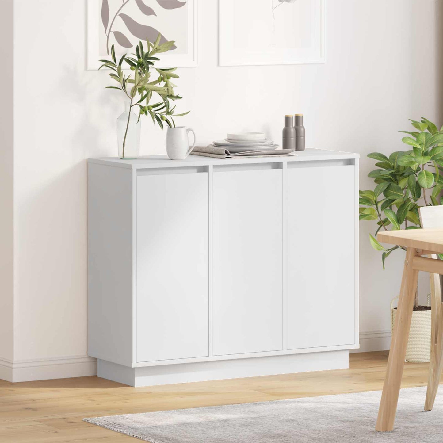 LED Sideboard Wit 90 x 32 x 75 cm Bewerkt hout is nu te koop bij PeponiXL, paradijselijk wonen!