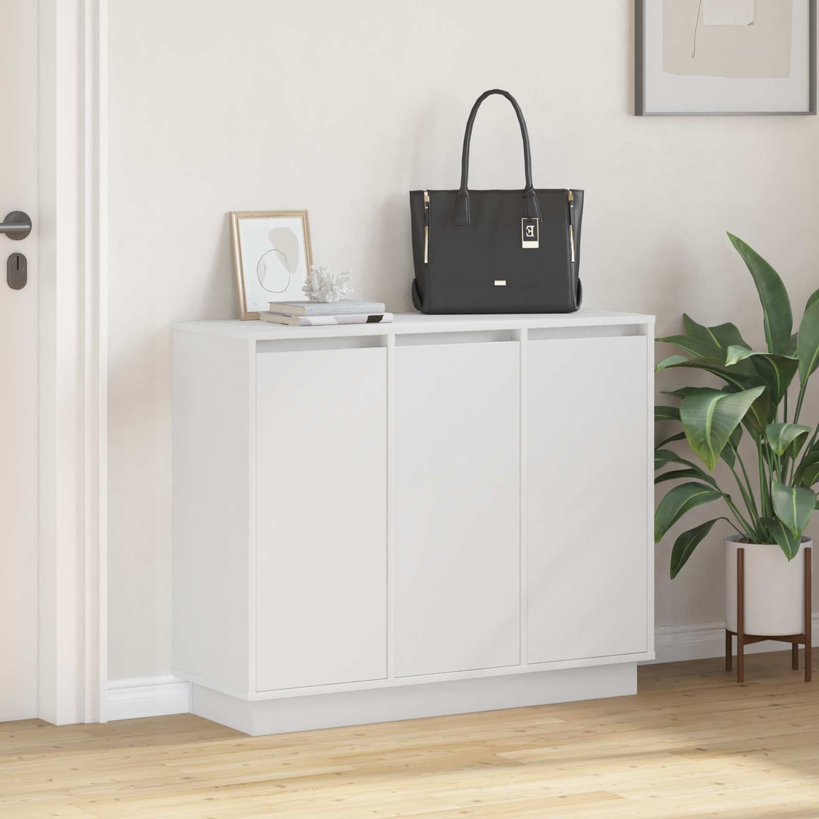 LED Sideboard Wit 90 x 32 x 75 cm Bewerkt hout is nu te koop bij PeponiXL, paradijselijk wonen!