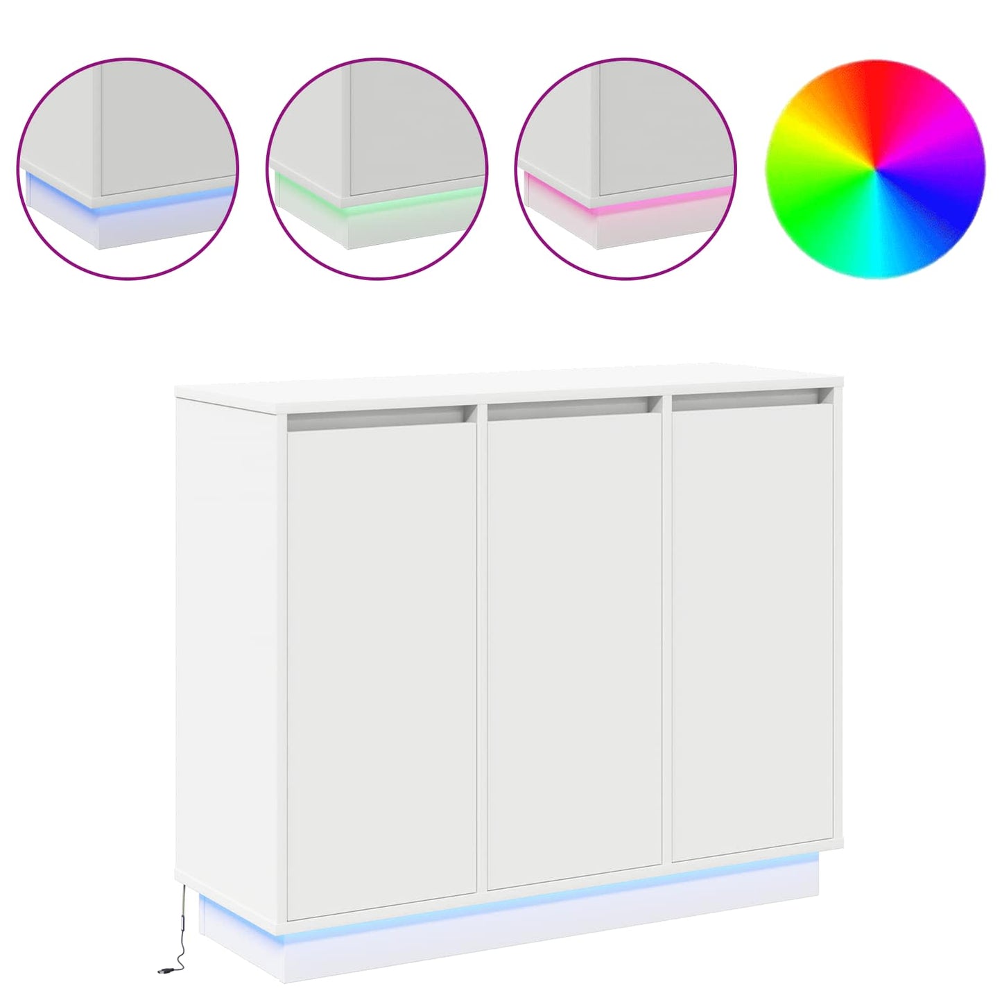 LED Sideboard Wit 90 x 32 x 75 cm Bewerkt hout is nu te koop bij PeponiXL, paradijselijk wonen!