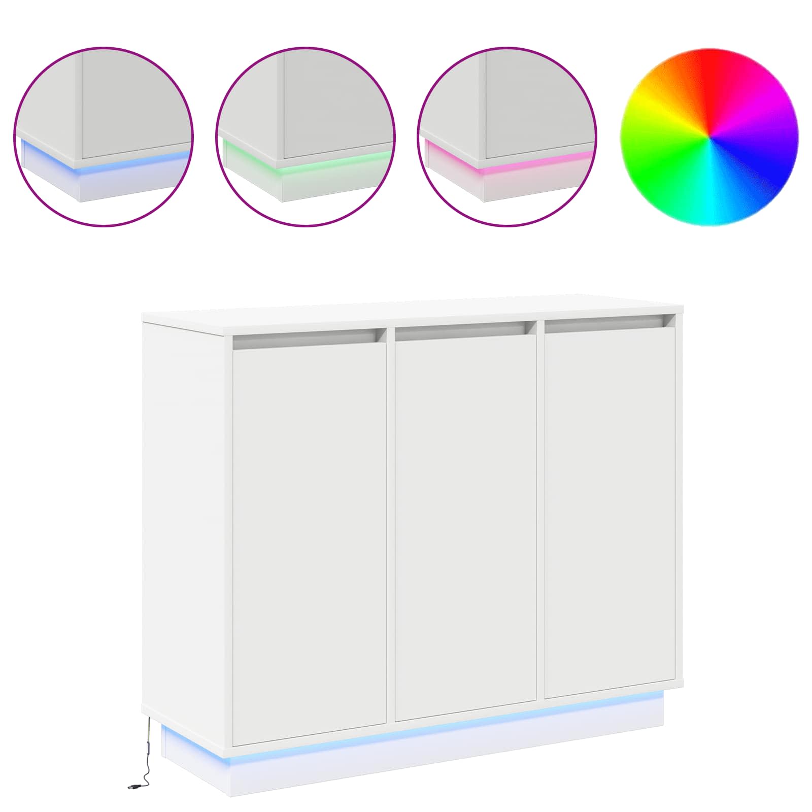LED Sideboard Wit 90 x 32 x 75 cm Bewerkt hout is nu te koop bij PeponiXL, paradijselijk wonen!