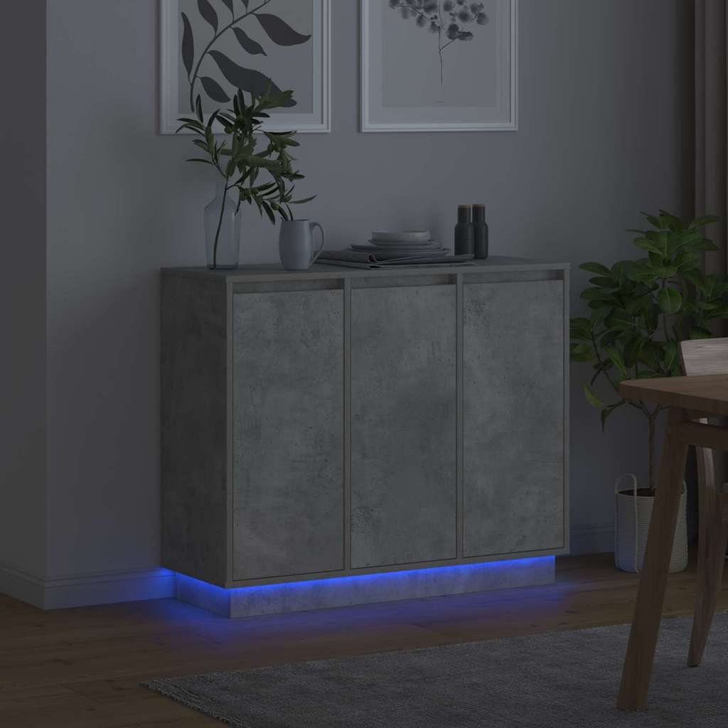 LED Sideboard Beton Grijs 90 x 32 x 75 cm Bewerkt hout is nu te koop bij PeponiXL, paradijselijk wonen!
