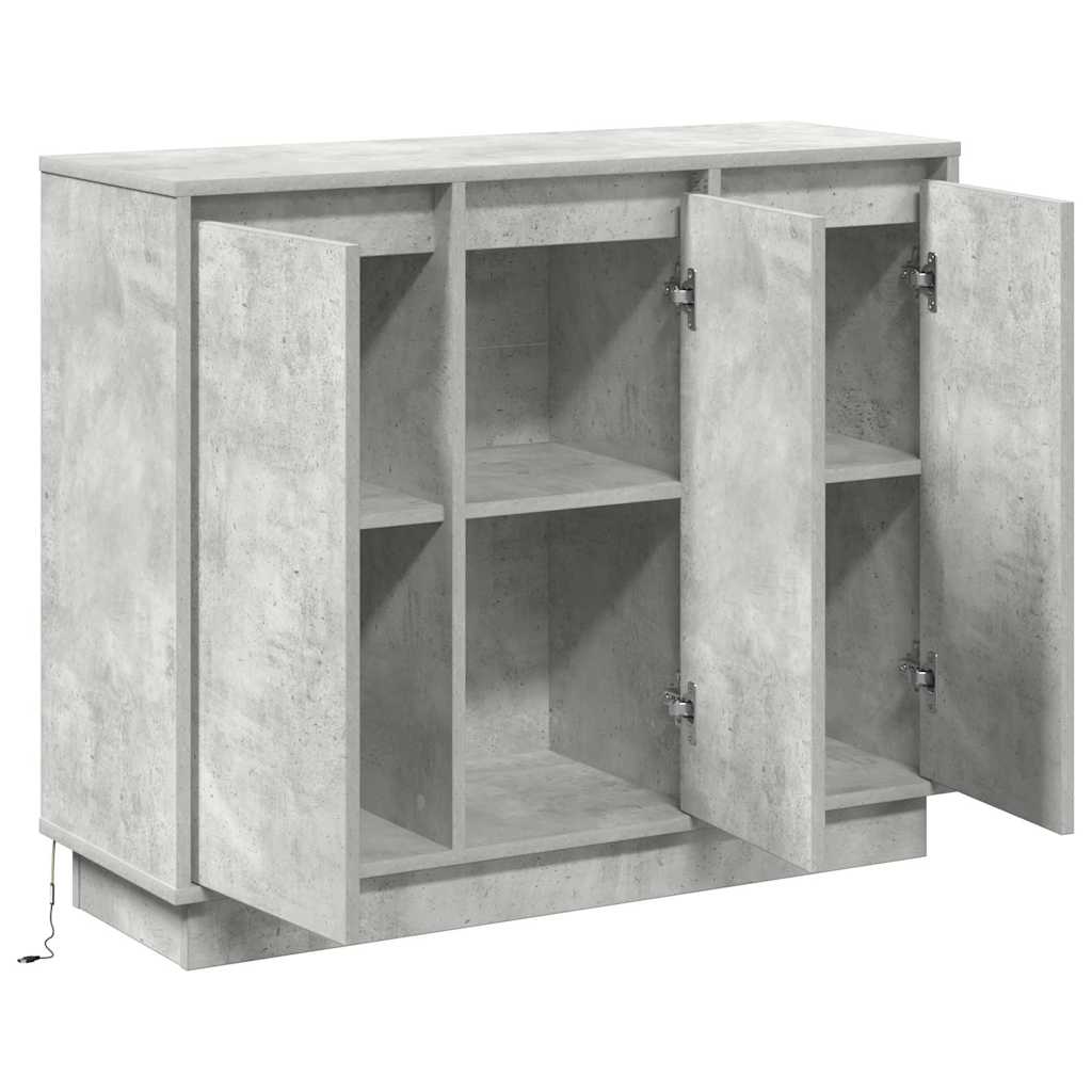 LED Sideboard Beton Grijs 90 x 32 x 75 cm Bewerkt hout is nu te koop bij PeponiXL, paradijselijk wonen!