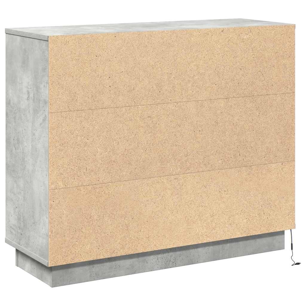 LED Sideboard Beton Grijs 90 x 32 x 75 cm Bewerkt hout is nu te koop bij PeponiXL, paradijselijk wonen!