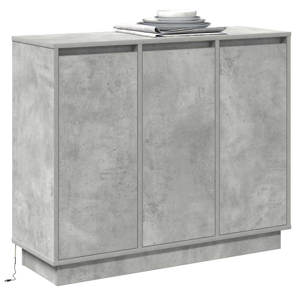 LED Sideboard Beton Grijs 90 x 32 x 75 cm Bewerkt hout is nu te koop bij PeponiXL, paradijselijk wonen!