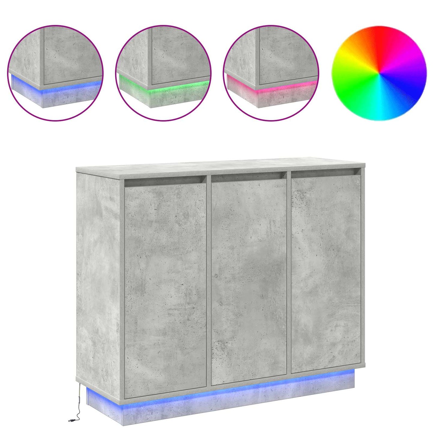 LED Sideboard Beton Grijs 90 x 32 x 75 cm Bewerkt hout is nu te koop bij PeponiXL, paradijselijk wonen!