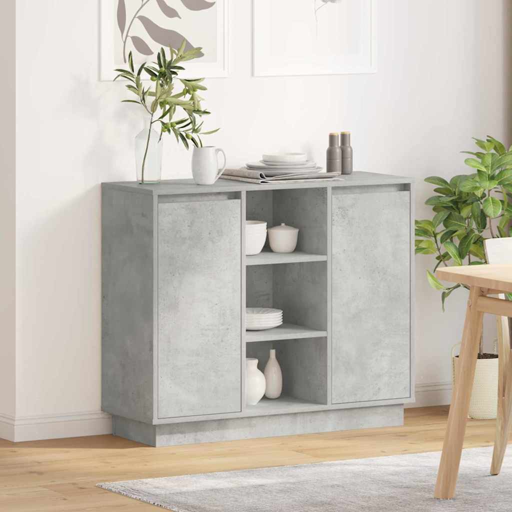 LED Sideboard Beton Grijs 90 x 32 x 75 cm Bewerkt hout is nu te koop bij PeponiXL, paradijselijk wonen!
