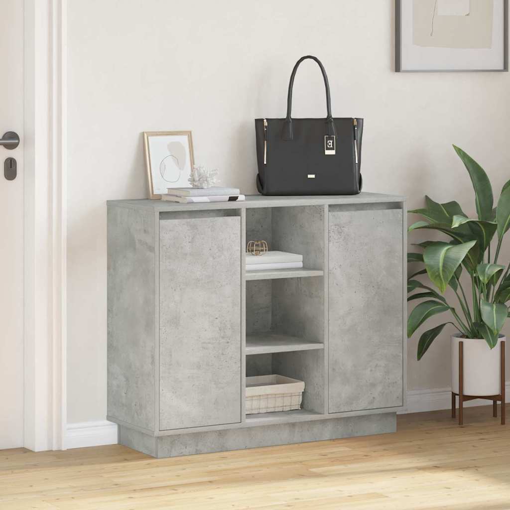 LED Sideboard Beton Grijs 90 x 32 x 75 cm Bewerkt hout is nu te koop bij PeponiXL, paradijselijk wonen!