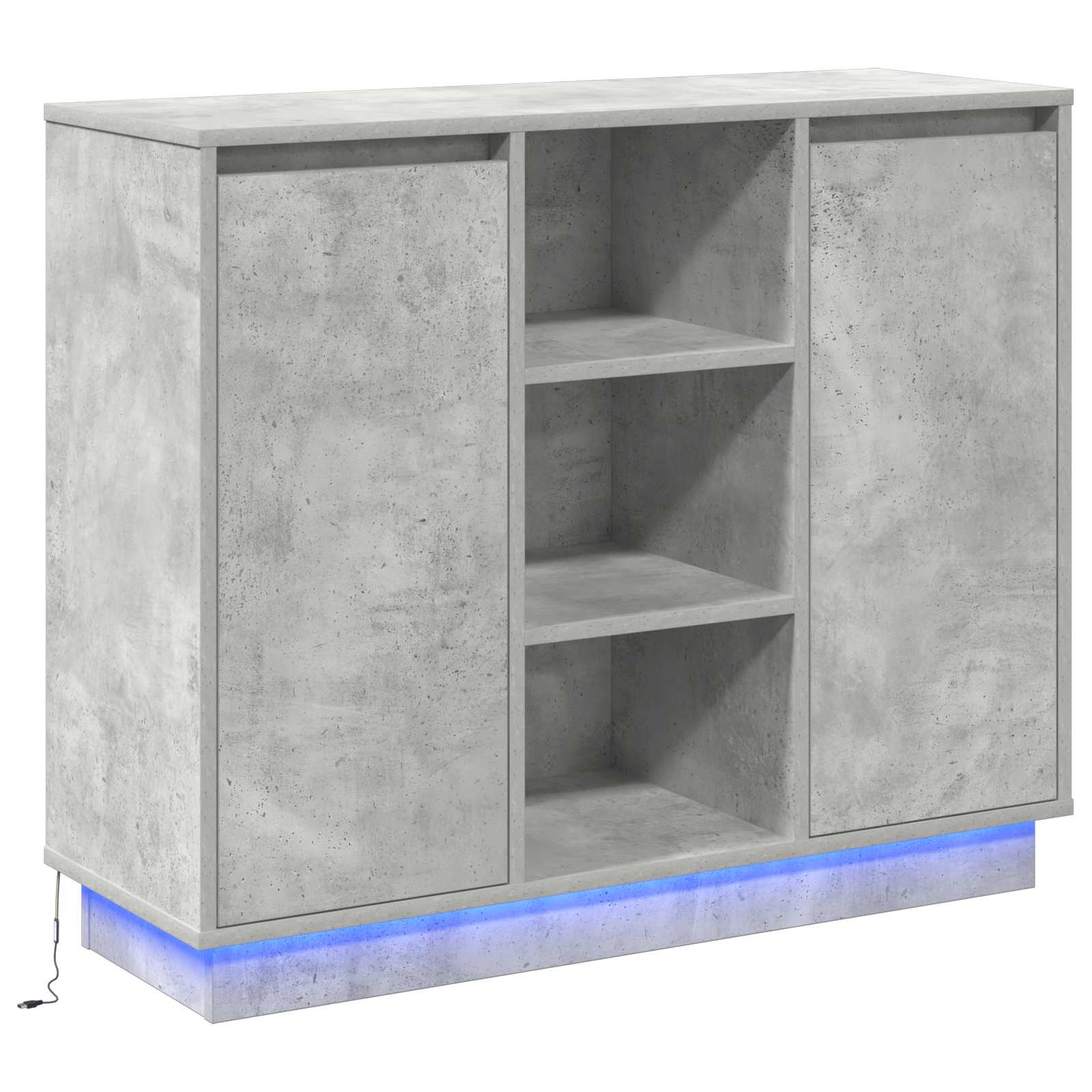 LED Sideboard Beton Grijs 90 x 32 x 75 cm Bewerkt hout is nu te koop bij PeponiXL, paradijselijk wonen!
