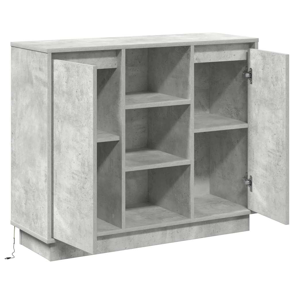 LED Sideboard Beton Grijs 90 x 32 x 75 cm Bewerkt hout is nu te koop bij PeponiXL, paradijselijk wonen!