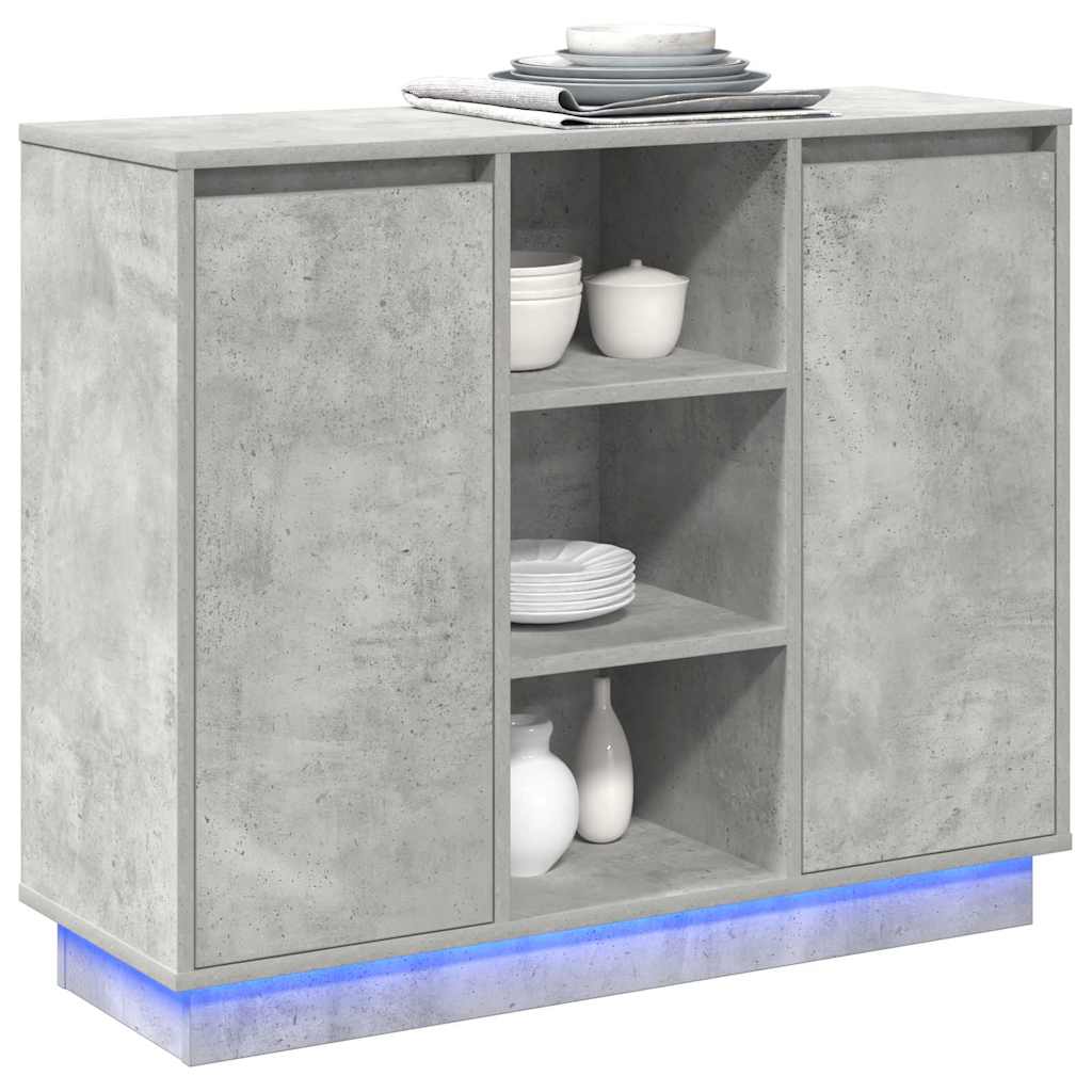 LED Sideboard Beton Grijs 90 x 32 x 75 cm Bewerkt hout is nu te koop bij PeponiXL, paradijselijk wonen!
